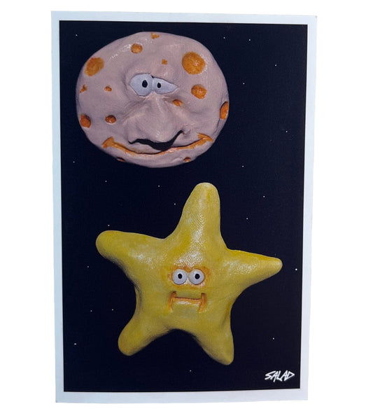 Star and Moon Print