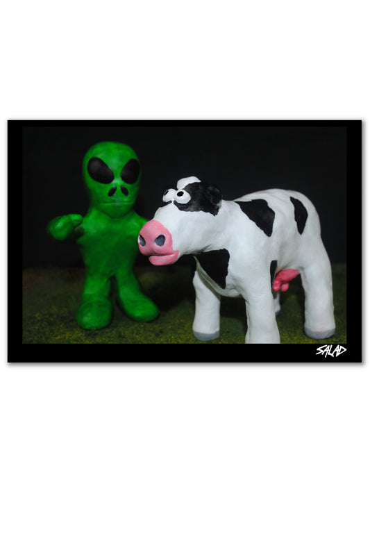 Alien and Cow Poster