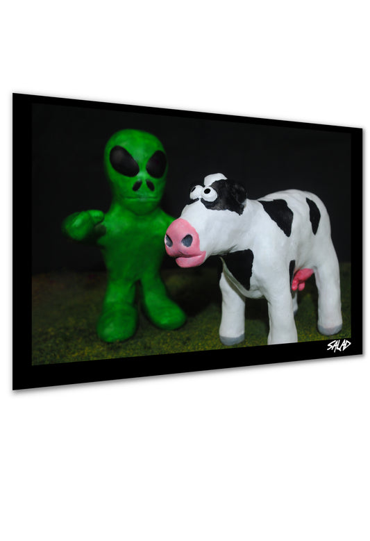 Alien and Cow Poster